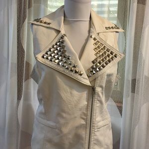 White faux leather vest