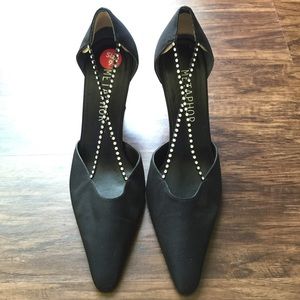 SOLD. Black with rhinestone accent high heel