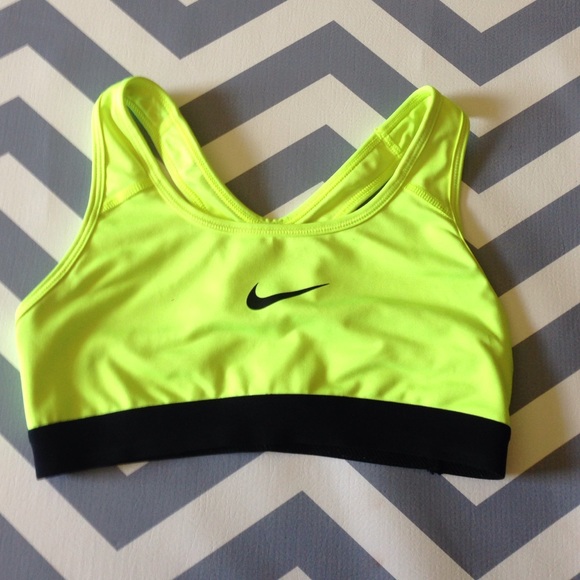 Neon yellow NIKE sports bra