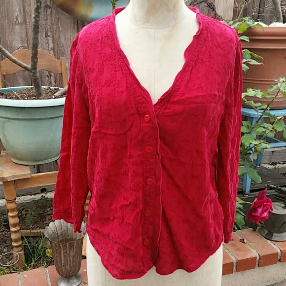 JOHNNY WAS  v neck blouse