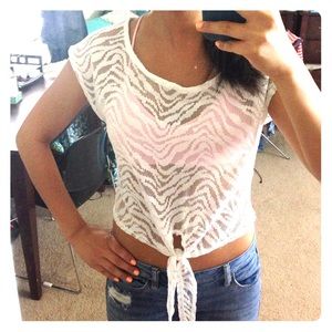 Sheer white zebra top