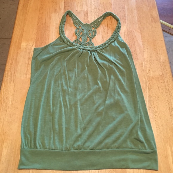 Green tank with crochet single back strap