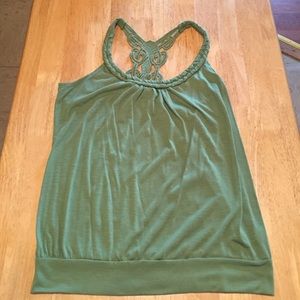 Green tank with crochet single back strap