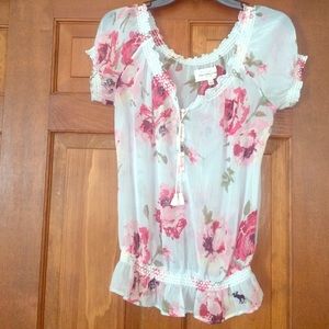 Sheer floral Abercrombie and Fitch blouse