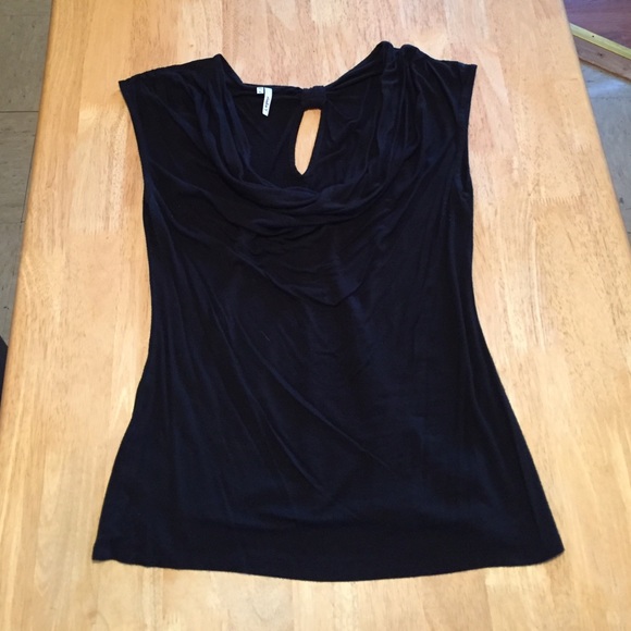 Black scoop cowl neck tank