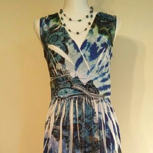 NWT blue, green, white maxi dress