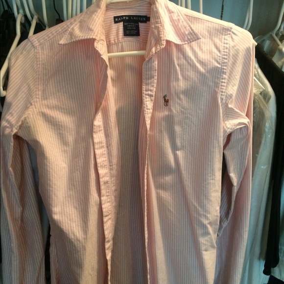 Ralph Lauren pink and white striped Oxford shirt