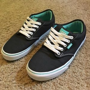 Teal, Black, and White Women's Vans