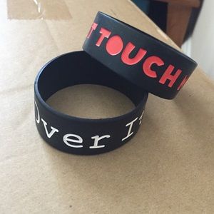 Over it & don't touch my junk black bracelets