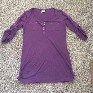 Purple t-shirt 3/4 length sleeves