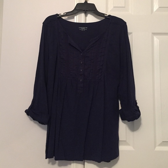 Charter Club navy bib top
