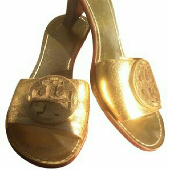 Tory Burch Kitten Gold Heels