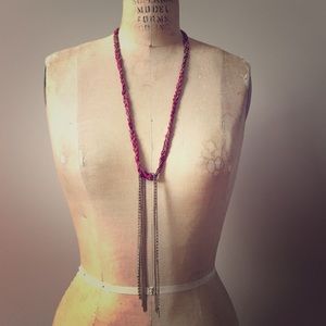 Red braided tassel necklace