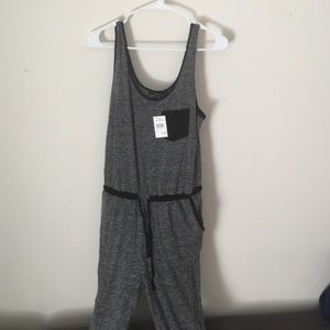 Gray and black jump suit