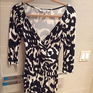 DVF wrap dress in black/white print