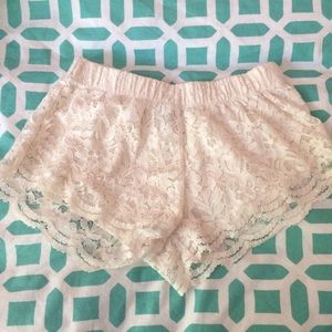 White/cream lace soft shorts