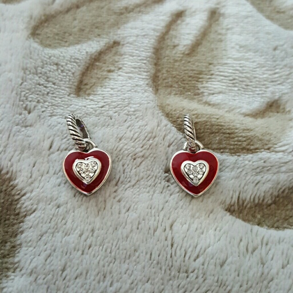 Brighton ~ 1 Red Enamel & Crystal Heart Charm - Picture 1 of 3