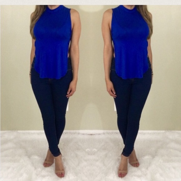 Deep Blue cut out top - Picture 3 of 4