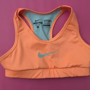 Nike Sports Bra/Neon Orange/Fitted Youth Medium