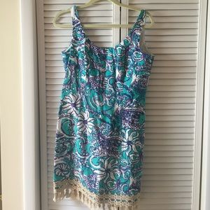 Lily Pulitzer shift dress with fringe bottom