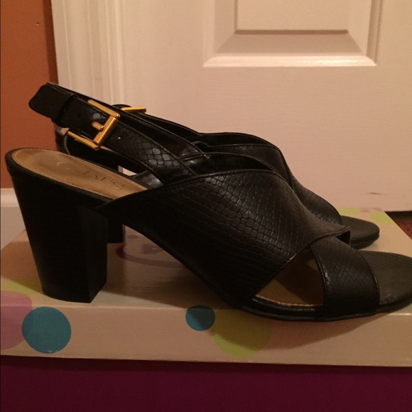 Slingback stack heel sandal