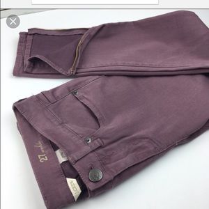 J.Crew ankle jean in mauve/purple color.