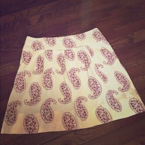LOFT purple and cream paisley skirt