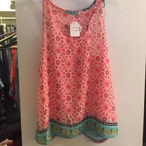 Print chiffon top with open back