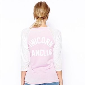 ASOS Pink Unicorn Baseball Tee