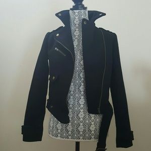 H&M wool bomber moto jacket black xs like new