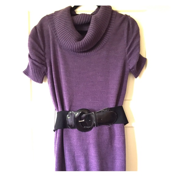 Deep Purple Sweater Dress w/ Belt