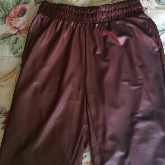 Burgundy pleather joggers