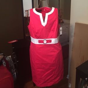 Hot Pink and White sheath dress