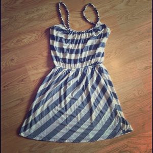 Navy blue and white striped dress