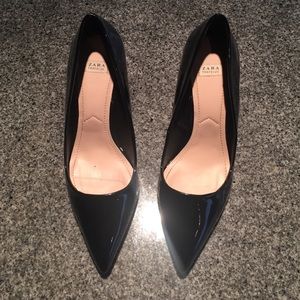 Zara Black Pump with Gold Heel Detail