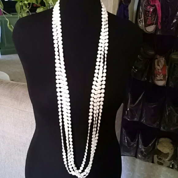Classy white beaded necklace
