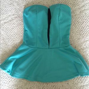 Teal Peplum Tube Top (Charlotte Russe)