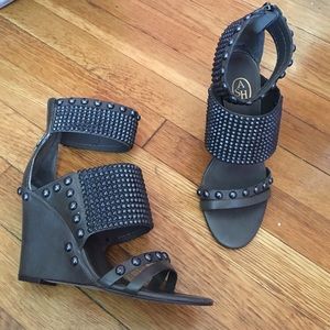 ASH Studded Wedges Leather Size 7 Good Condition!