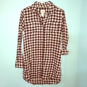 Button up long sleeve plaid/gingham dress