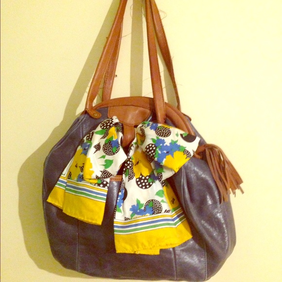 Anthropologie Lucky Penny blue leather purse