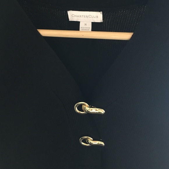 NWT Charter club Gold hook Black Sweater - Picture 2 of 4