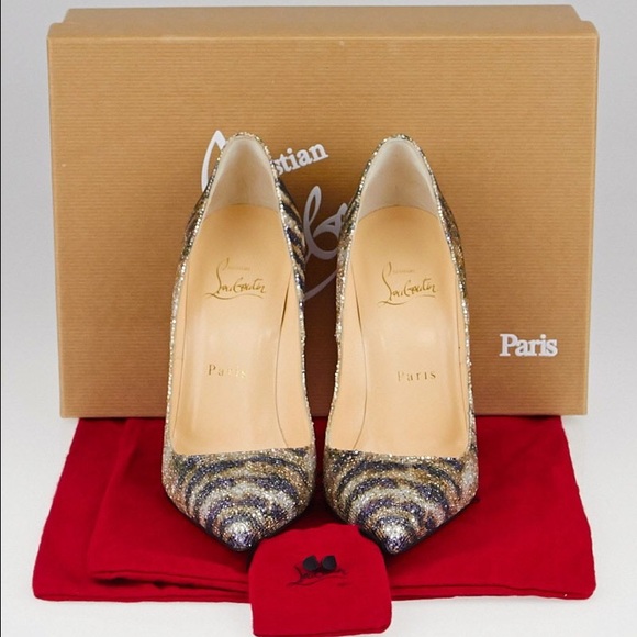 Christian Louboutin Sirene Gold Glitter Pigalles
