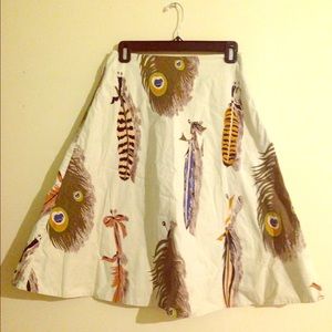 Anthropologie Odille feather print skirt