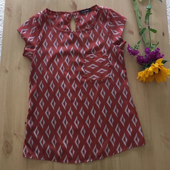 Orange Geometric Blouse
