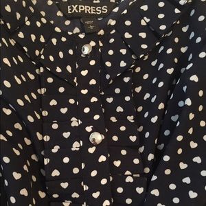 Navy Blue Shorts Romper w/Tiny White Heart Pattern