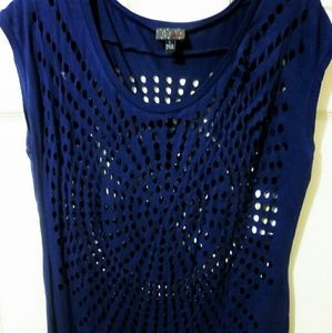 Navy Blue Cutout Tee
