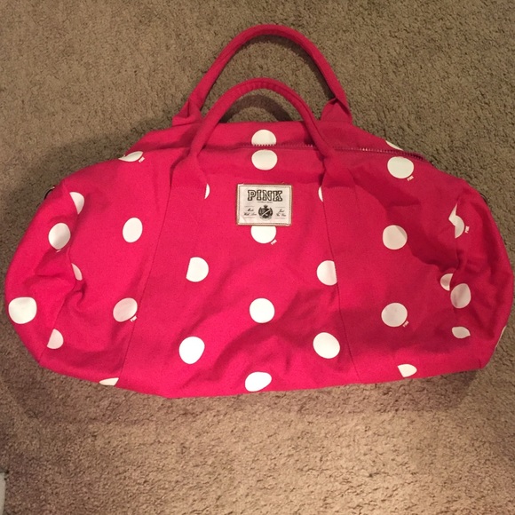 VS Pink Polka Dot Duffle Bag