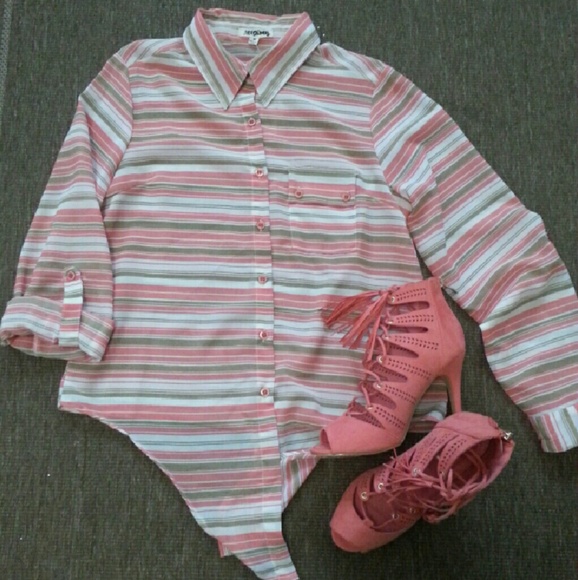 Coral Striped Blouse