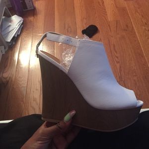White wedge heels
