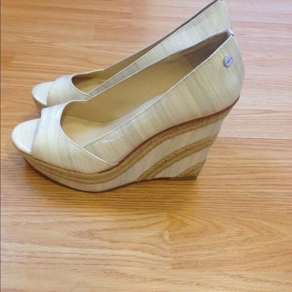 Calvin Klein white and grey wedges